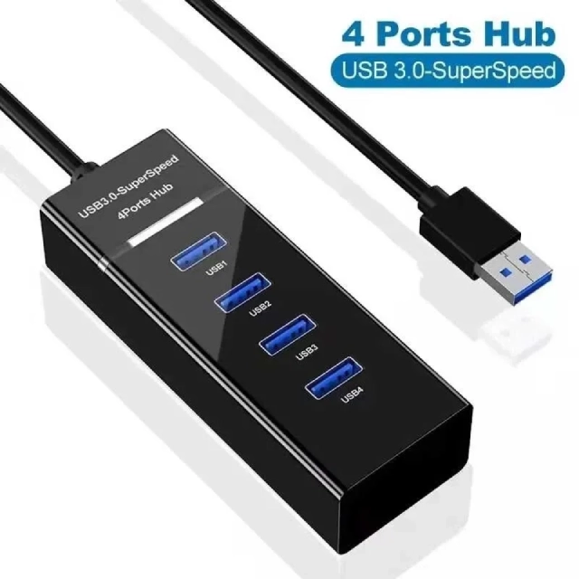 4 Port USB Hub | Fast 3.0 Splitter Black UK - Image 2