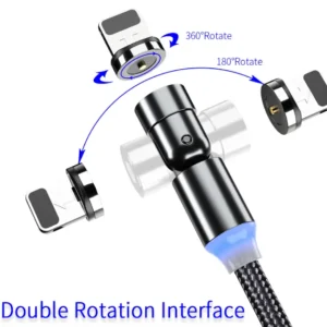 3-in-1Magnetic phone charging Cable – 540° Rotation | USB-C, Micro USB & iPhone | 1m Fast Charge Cable Best product UK