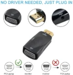 HDMI to VGA adapter with 3.5mm Audio – 1080p Full HD | For PC, Laptop, Xbox, Projector, Monitor | Best Product UK - Image 3