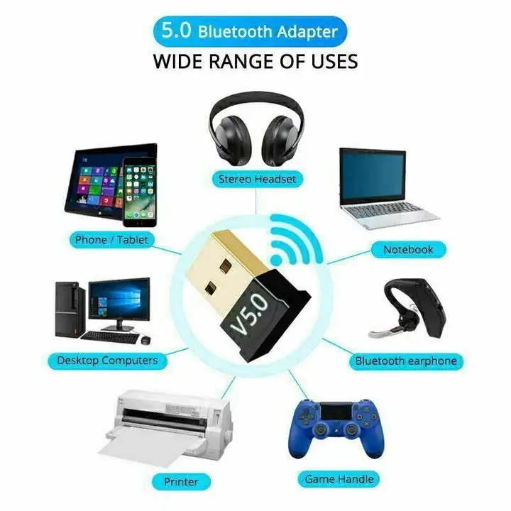 USB Bluetooth 5.0 Adapter Wireless Dongle – High-Speed Connection for Windows 10/11 PCs & Laptops Plug and Play Bluetooth USB UK - Image 2