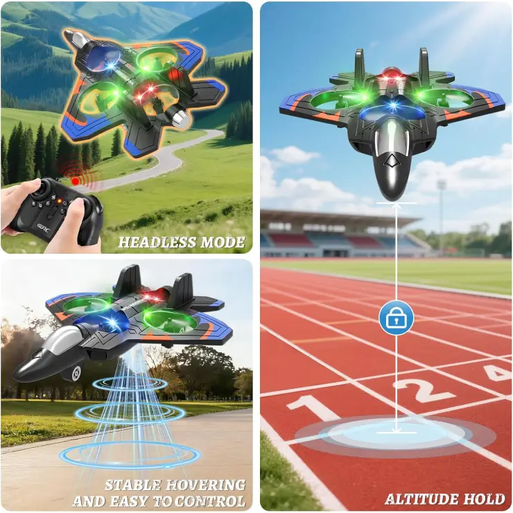 4DRC V32 Foam Remote Control Airplane – RC Fighter Jet with LED Lights, 360° Flip & Stunt Roll – Best Selling Product in UK - Image 4