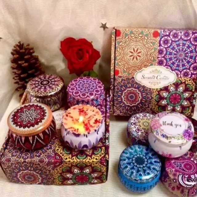 Scented Mandala Candle | Lemongrass Tin Jar UK - Image 3