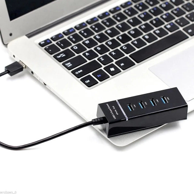 4 Port USB Hub | Fast 3.0 Splitter Black UK - Image 3
