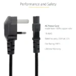 UK Laptop Power Cable | C5 3 Pin Power Lead Adapter - Image 4