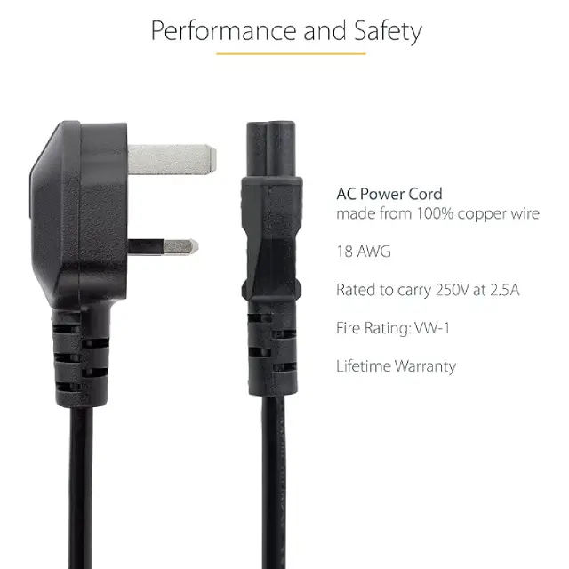 UK Laptop Power Cable | C5 3 Pin Power Lead Adapter - Image 4