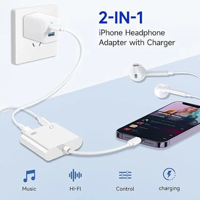 2-in-1 Audio Adapter | iPhone Lightning to 3.5mm UK - Image 4