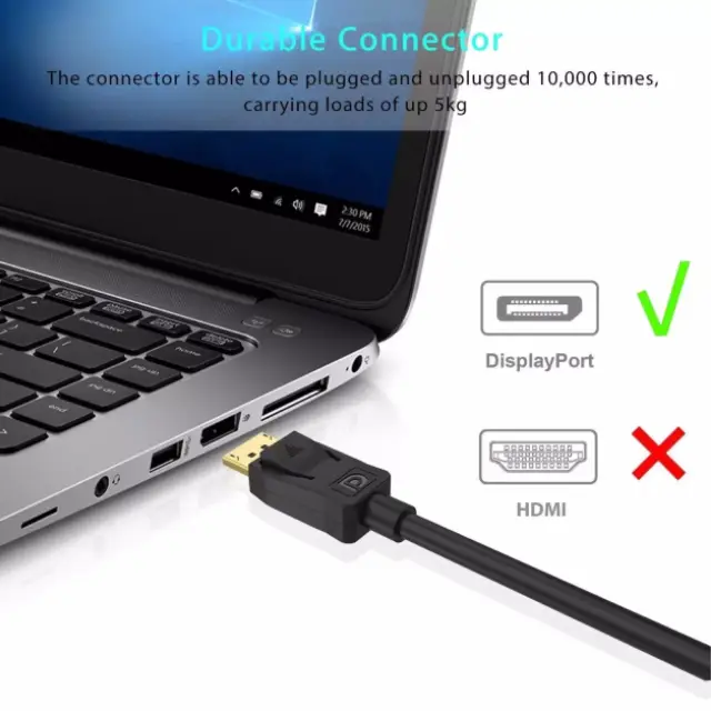 DisplayPort Cable | 4K High-Speed V1.4 DP Cord UK - Image 2