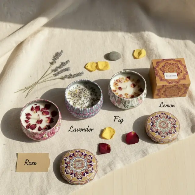 Scented Mandala Candle | Lemongrass Tin Jar UK - Image 2