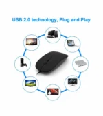 Slim Wired Mouse | Black Optical USB PC Laptop UK - Image 3