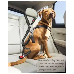 Black Car Seat Belt for Dogs – Adjustable Travel Restraint System for Small to Large Pups – Best Selling Product in UK