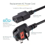 UK Power Cable | 1M C13 Replacement Lead UK - Image 2