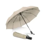 Windproof Automatic Umbrella | Strong Foldable Beige UK - Image 2