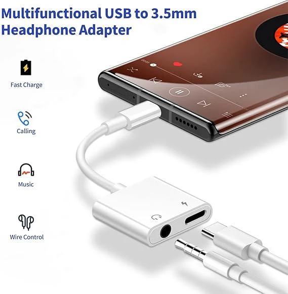 2-in-1 USB C to 3.5mm Headphone Adapter with Fast Charge – Best Selling Product in UK