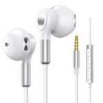 Wired Half in-Ear 3.5mm Headphones with Microphone, High Bass Stereo & Volume Control