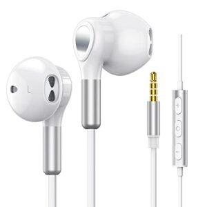 Wired Half in-Ear 3.5mm Headphones with Microphone, High Bass Stereo & Volume Control